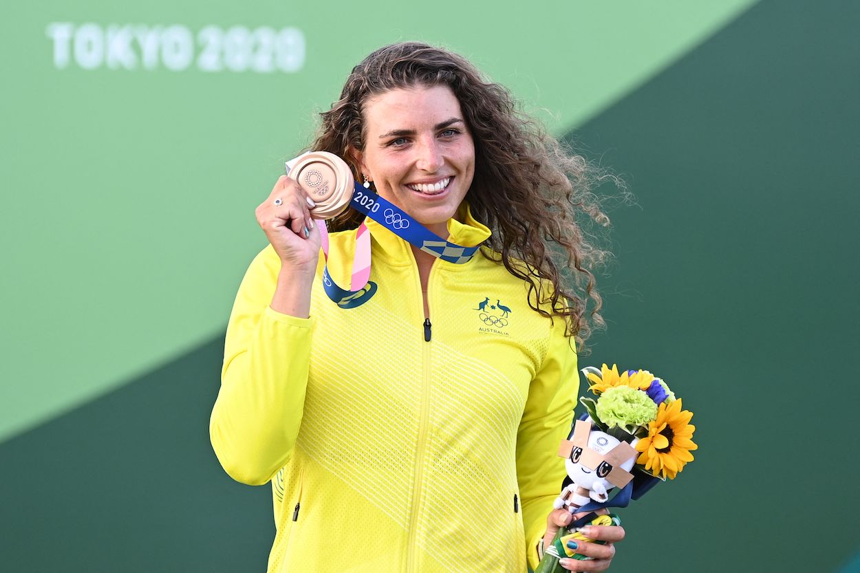 Australia's Jess Fox holds bronze medal