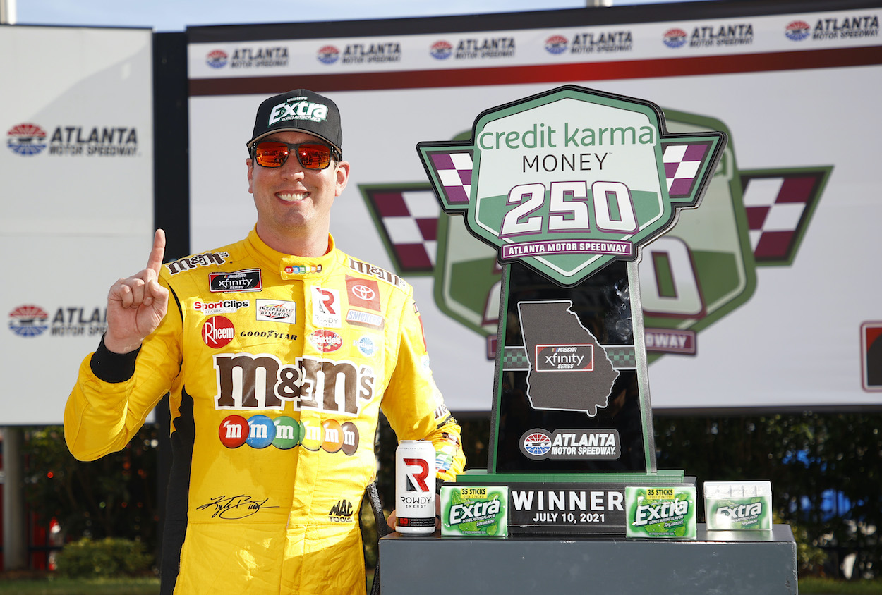 Kyle Busch celebrates win at Atlanta