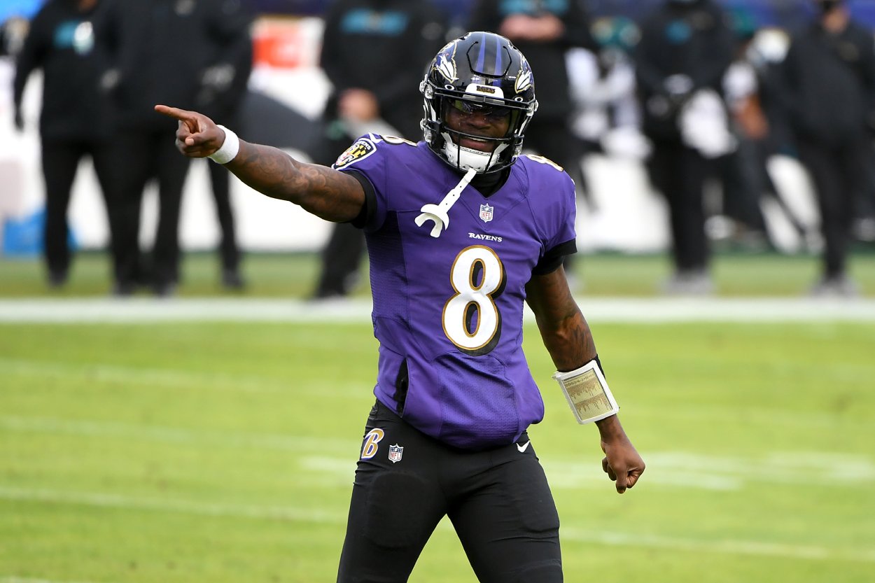 Baltimore Ravens quarterback Lamar Jackson in 2020.
