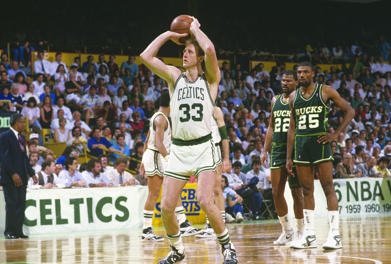 Larry Bird Always Focused on 1 Banner in the Rafters During the National Anthem, and It Wasn’t a Boston Celtics One