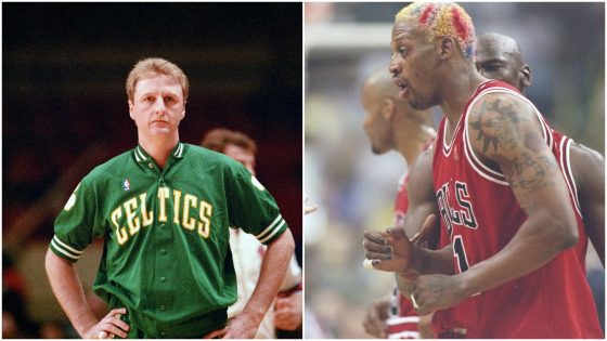 Larry Bird (L) and Dennis Rodman (R) faced off in some fiercely contested NBA contests.
