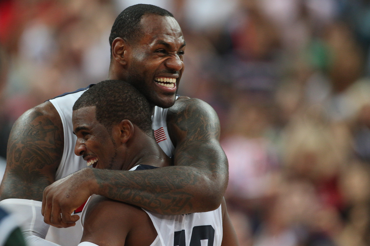 NBA legends LeBron James and Chris Paul at the 2012 Olympics.