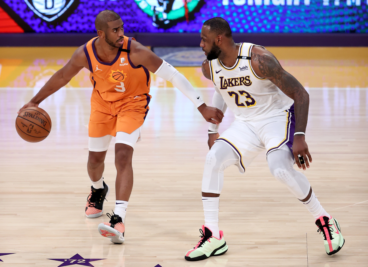 Phoenix Suns star Chris Paul and Los Angeles Lakers star LeBron James during the NBA playoffs.