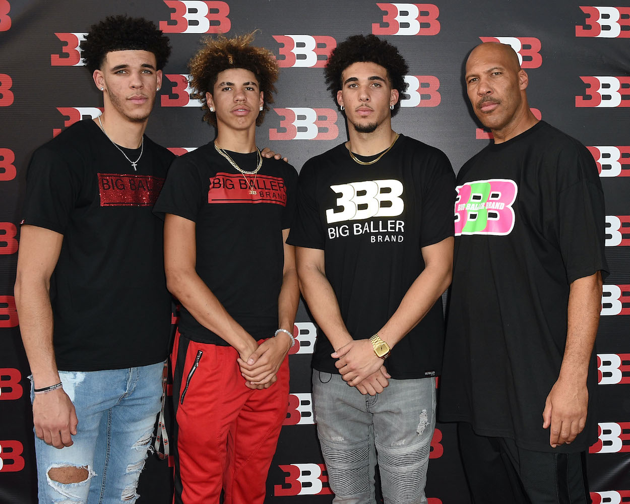 Lonzo Ball, LaMelo Ball, LiAngelo Ball and LaVar Ball attend Melo Ball's 16th Birthday on September 2, 2017 in Chino, California.