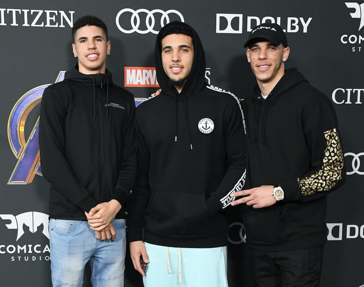 LaMelo Ball, LiAngelo Ball and Lonzo Ball attend the World Premiere Of Walt Disney Studios Motion Pictures "Avengers: Endgame" at Los Angeles Convention Center on April 22, 2019 in Los Angeles, California.