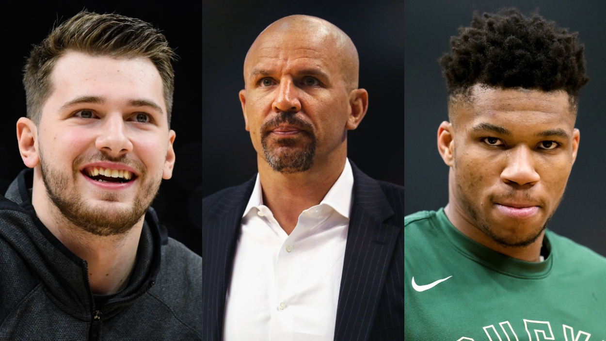 NBA star Luka Doncic, Hall of Famer Jason Kidd, and Finals MVP Giannis Antetokounmpo.