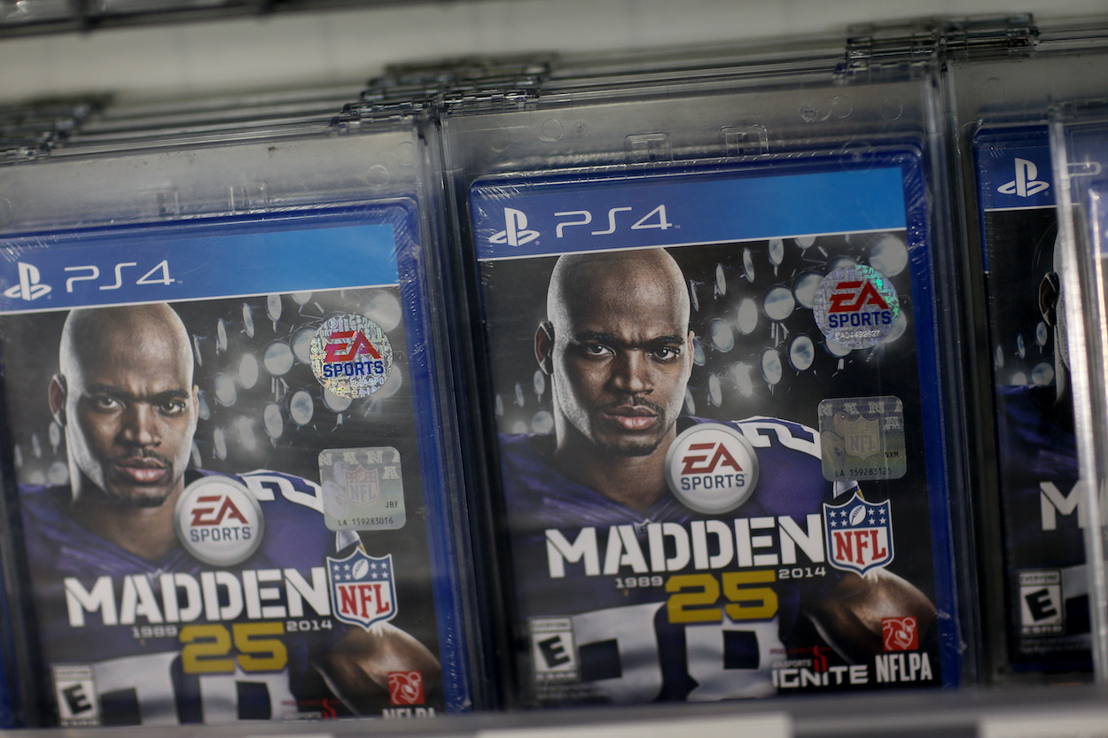 Madden 25 for the new Sony Playstation 4 is seen on display at Best Buy after the console went on sale at midnight on November 15, 2013 in Pembroke Pines, Florida. Madden NFL 22 player ratings just came out this week.