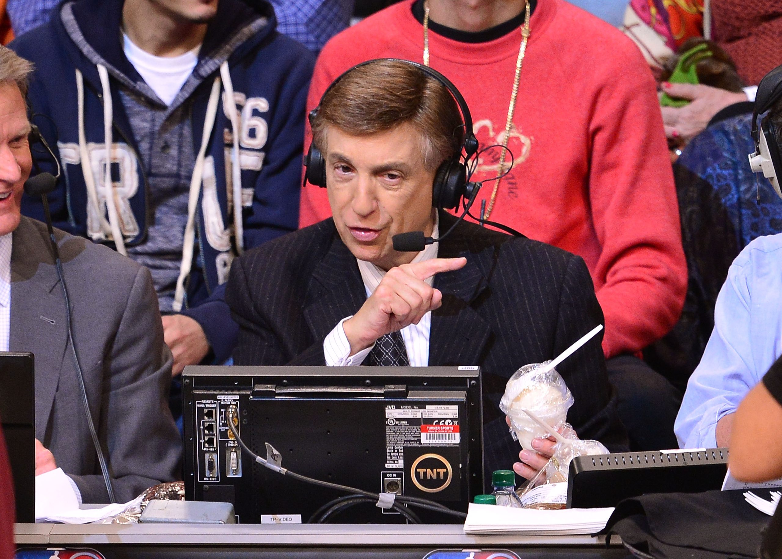 Marv Albert calls a Brooklyn Nets game in 2013.