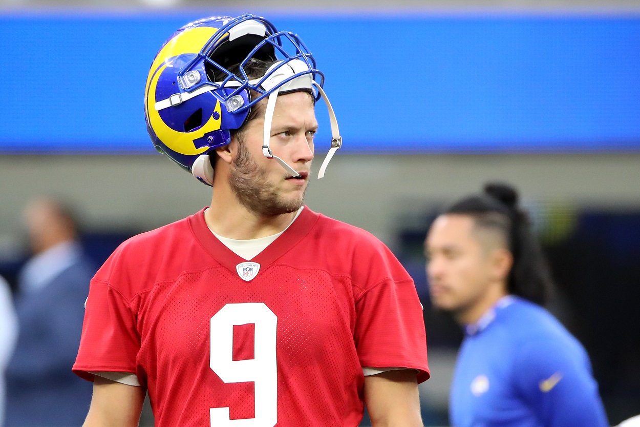 Rams quarterback Matthew Stafford goes through practice.