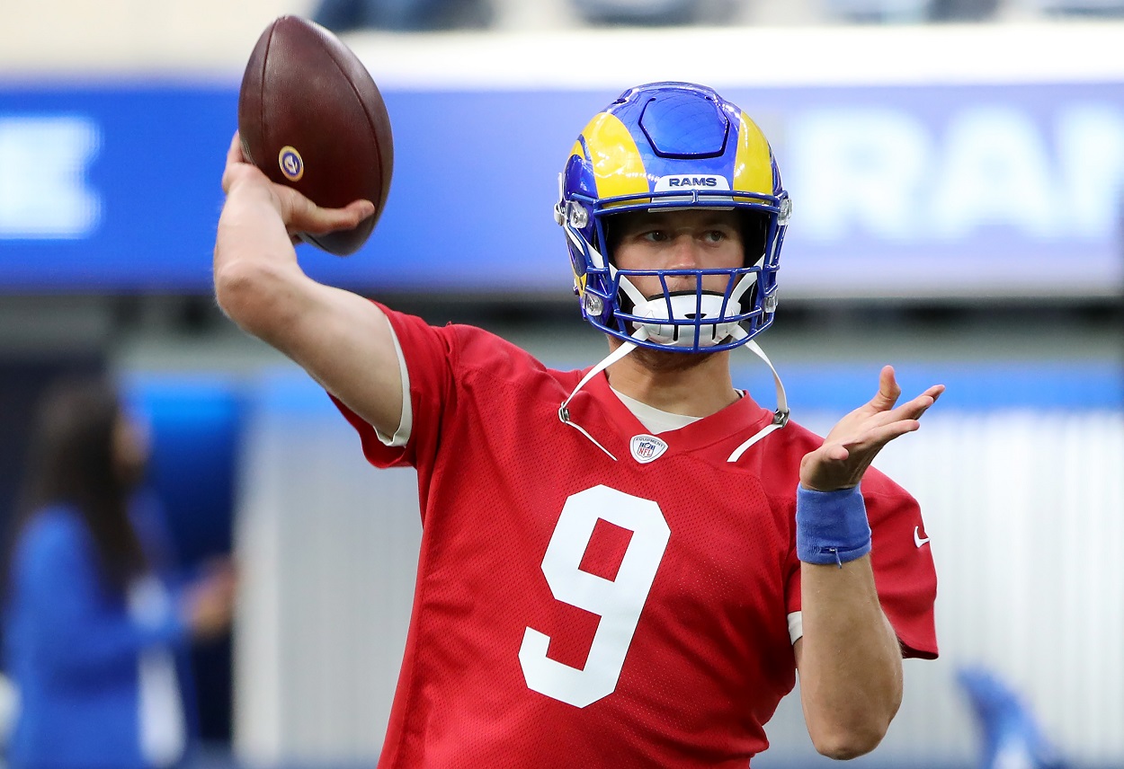 Rams quarterback Matthew Stafford goes through practice.