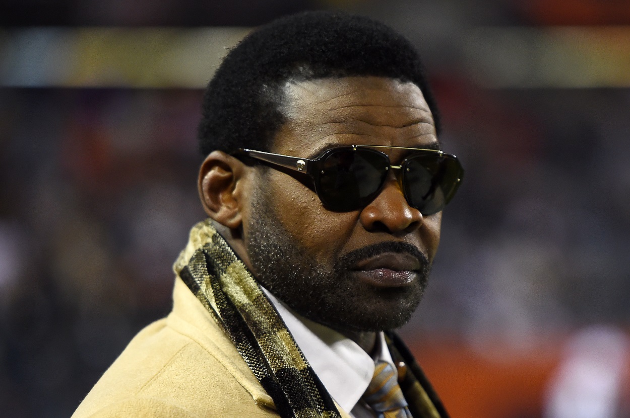 Michael Irvin looks on during a 2019 matchup between the Dallas Cowboys and Chicago Bears