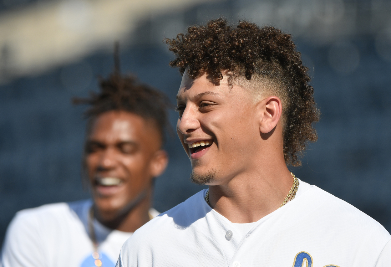 Kansas City Chiefs quarterback Patrick Mahomes, whose hair has become just as iconic as his play.