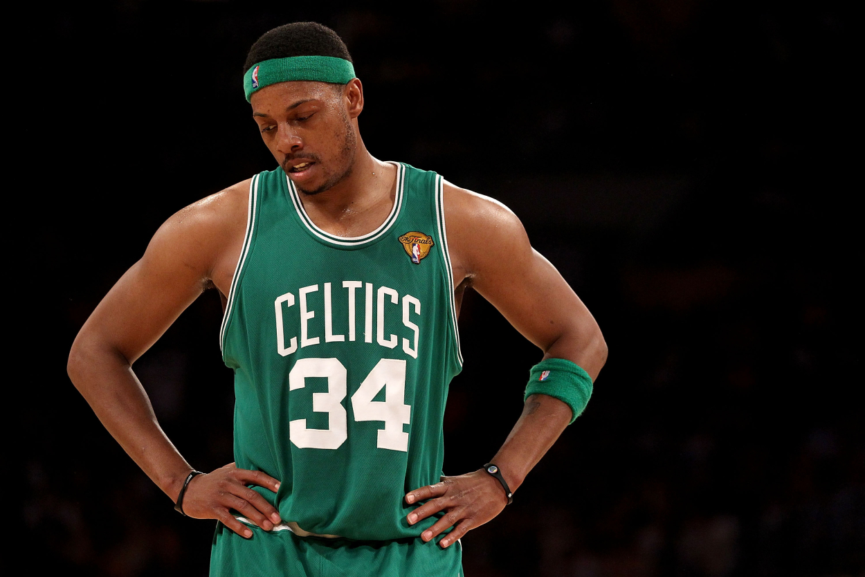 Boston Celtics legend Paul Pierce in Game 7 of the 2010 NBA Finals against the Lakers.
