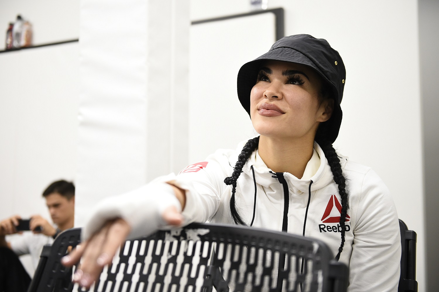 Rachael Ostovich gets her hands wrapped backstage during the UFC Fight Night at UFC APEX on Nov. 28, 2020, in Las Vegas. The bout was her last before being released by the UFC. | Chris Unger/Zuffa LLC
