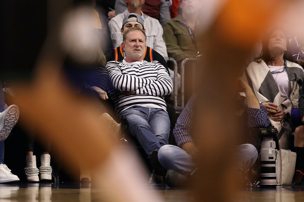 Robert Sarver, owner of the Phoenix Suns, looks on during the second half of an NBA game