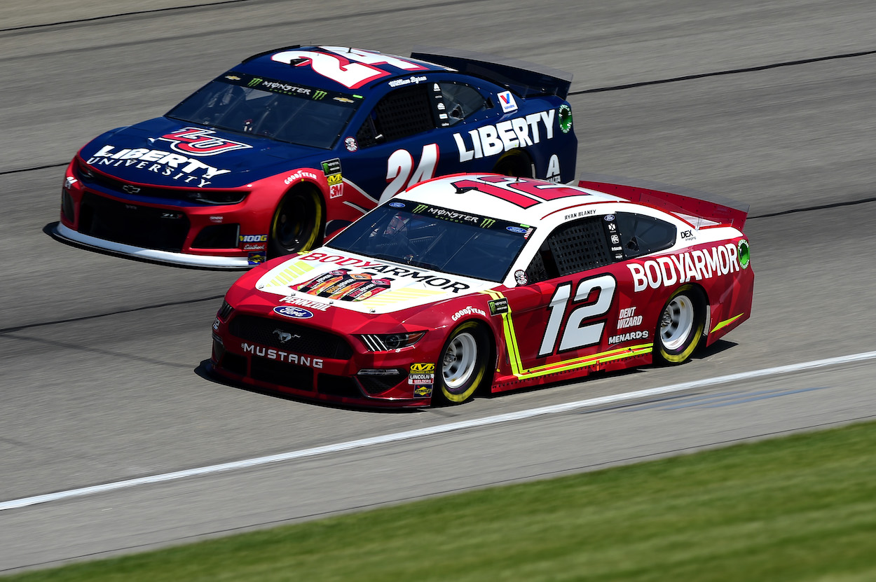 Ryan Blaney and William Byron race against each other