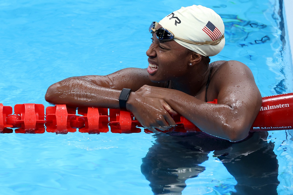 American Swimmer Simone Manuel training before 2020 Olympics