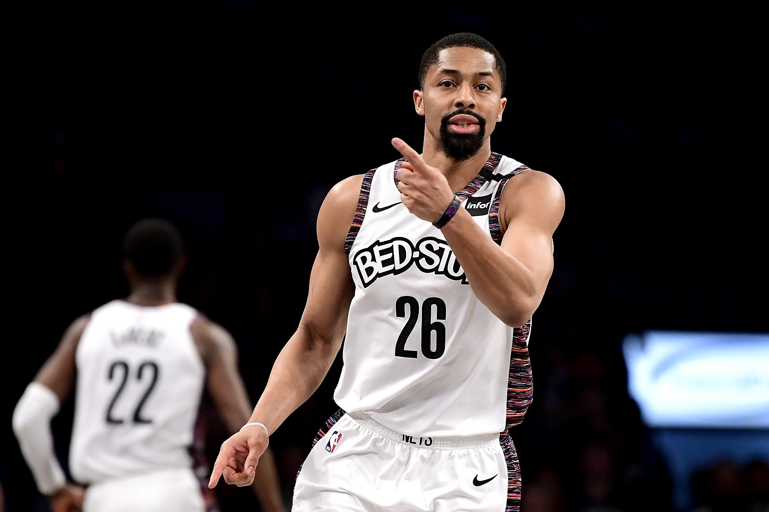 Spencer Dinwiddie's seventh NBA season ended after three games as the Brooklyn Nets guard went down with a partially torn ACL. He is a free agent this summer. | Steven Ryan/Getty Images