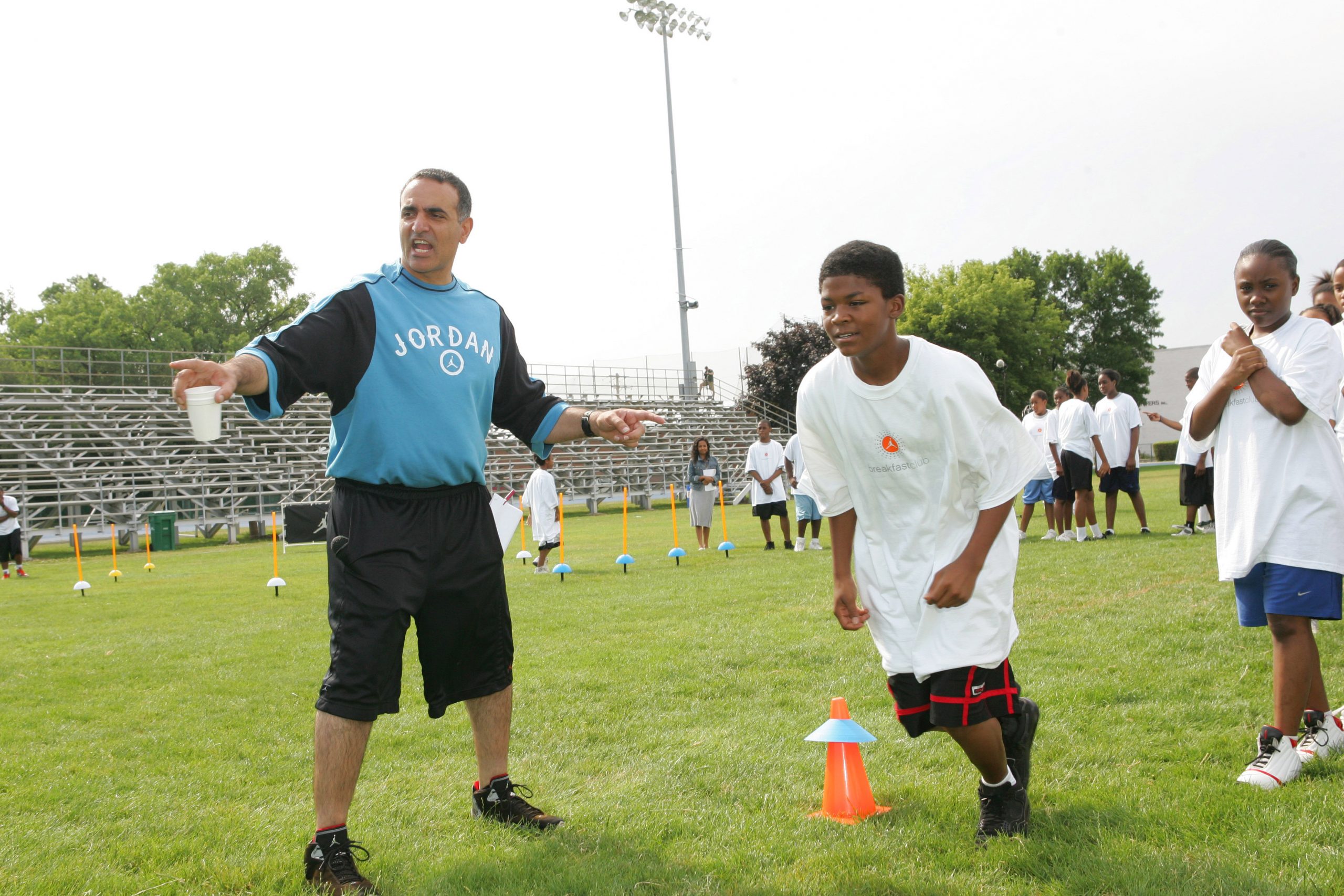 Tim Grover works with some young athletes.