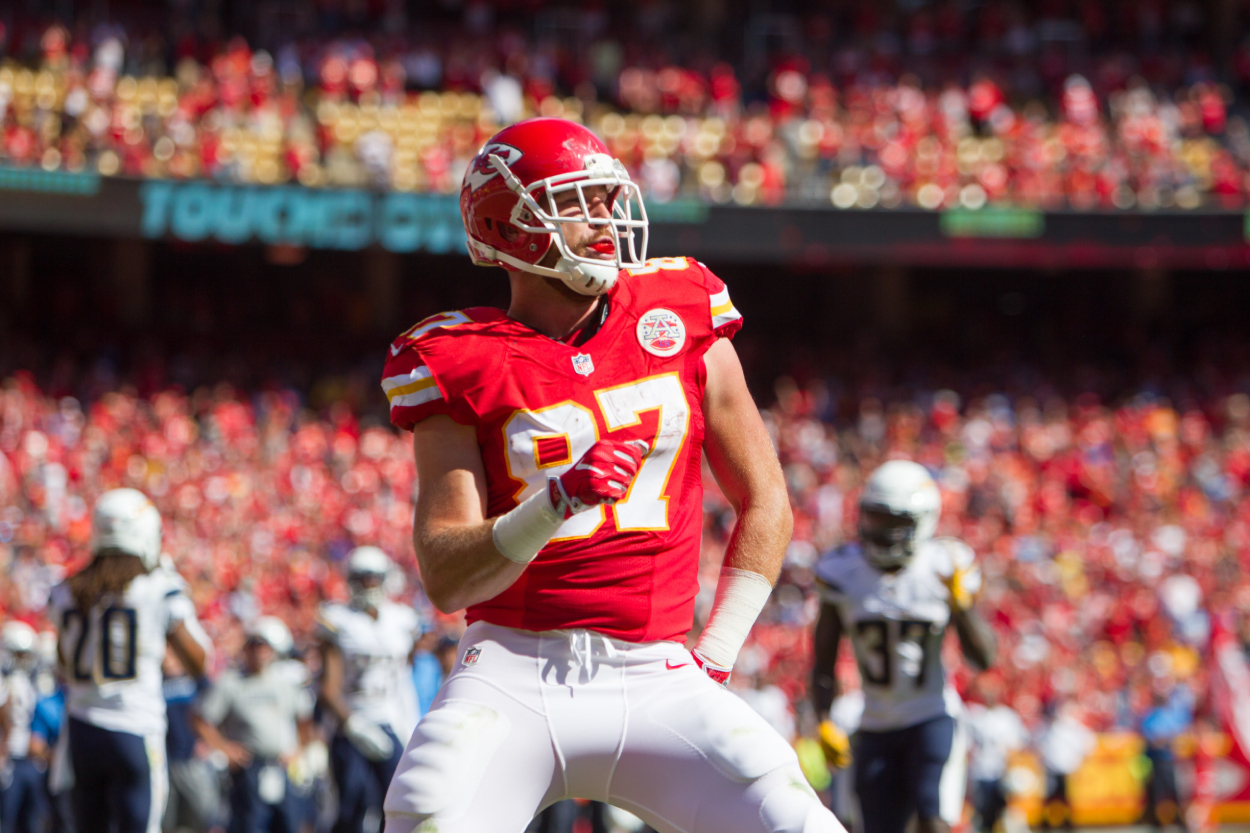 Kansas City Chiefs' Travis Kelce, in WWE belt, gives intense victory speech