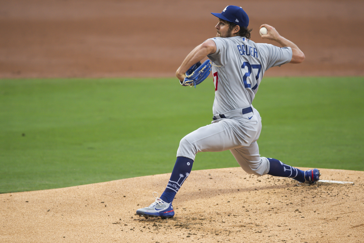 Trevor Bauer delivers a pitch against the San Diego Padres.