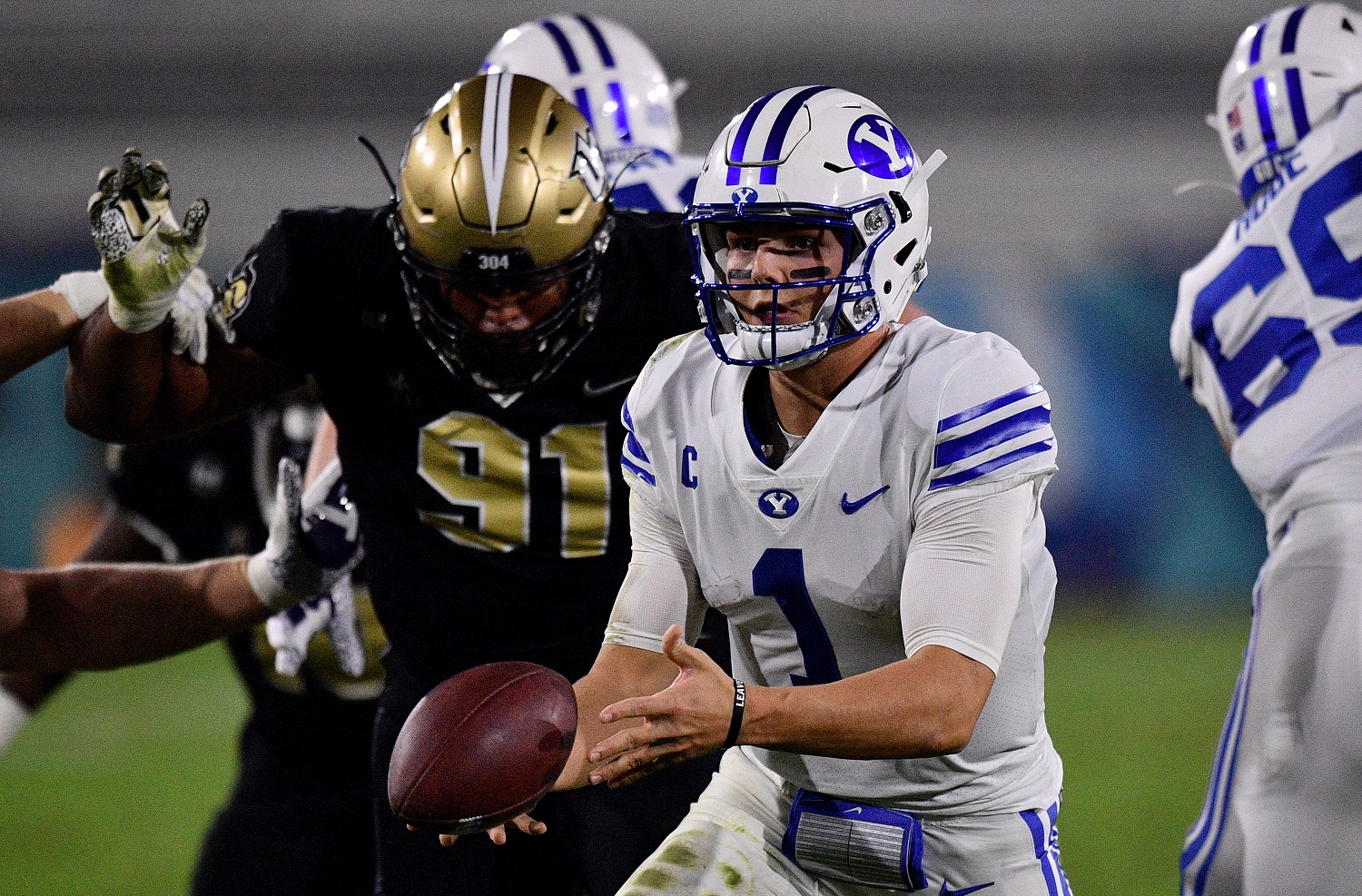 Zach Wilson of the BYU Cougars in action against Central Florida on Dec. 22, 2020.