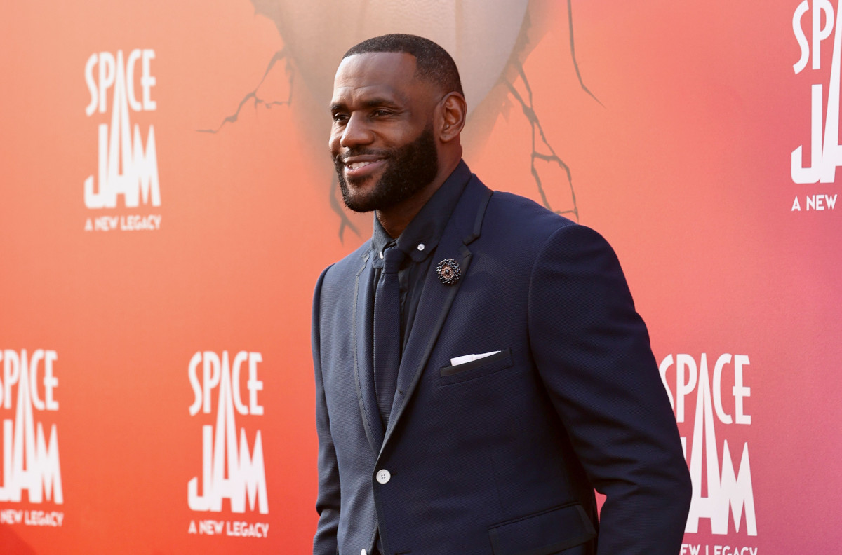 LeBron James arrives at the premier of "Space Jam: A New Legacy"
