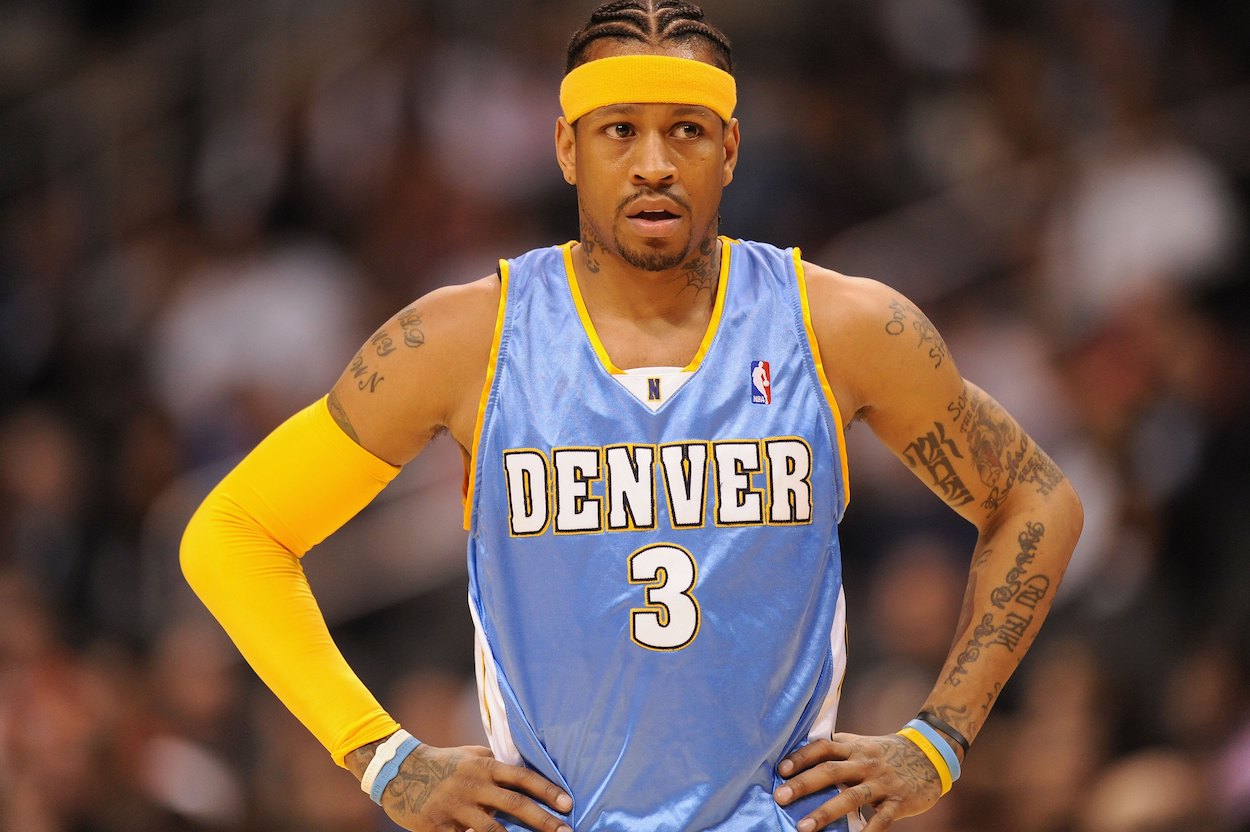 Allen Iverson playing for the Denver Nuggets.