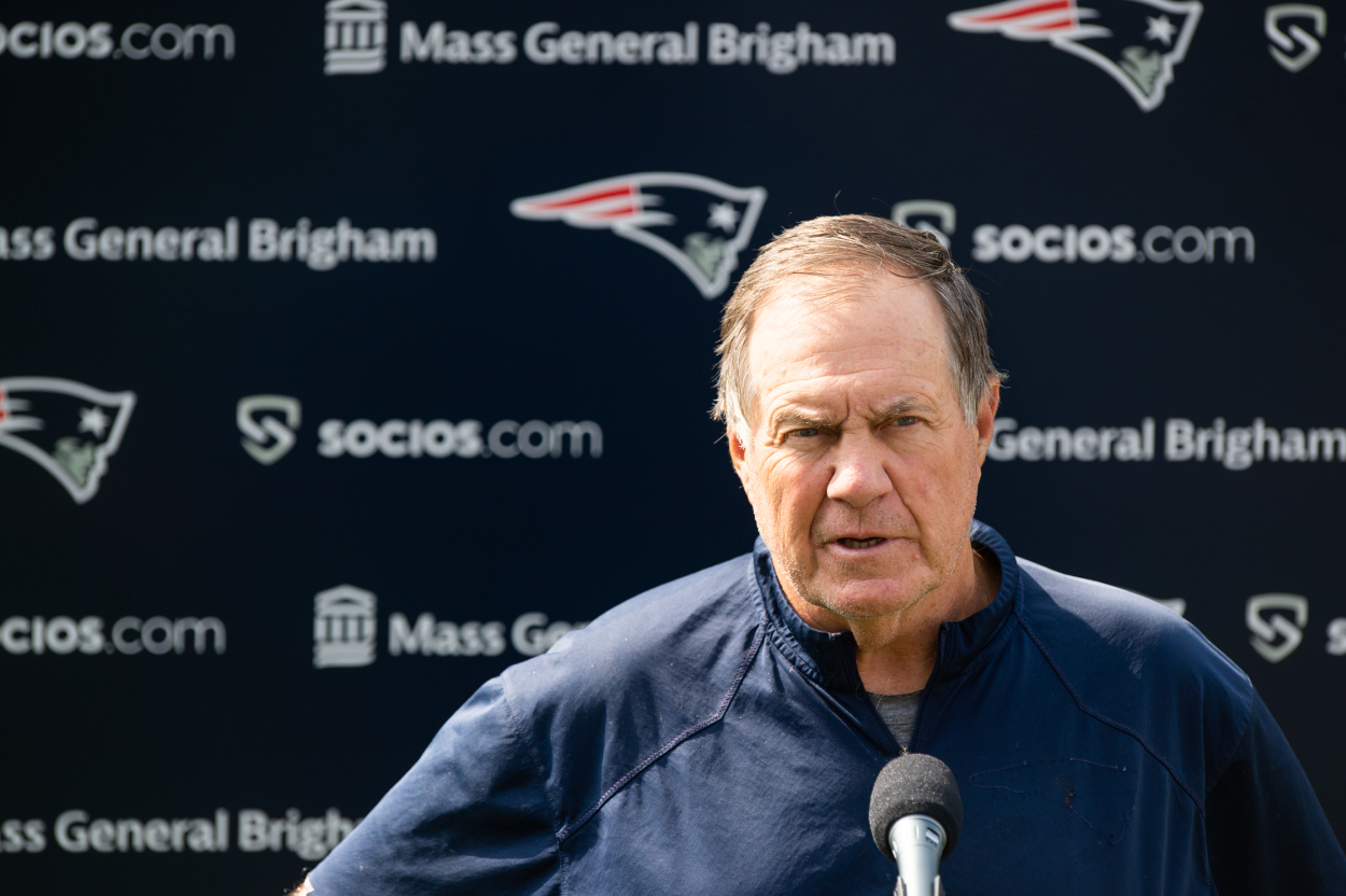 New England Patriots head coach Bill Belichick during 2021 training camp.