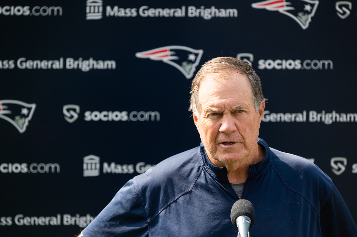 New England Patriots head coach Bill Belichick during 2021 training camp.