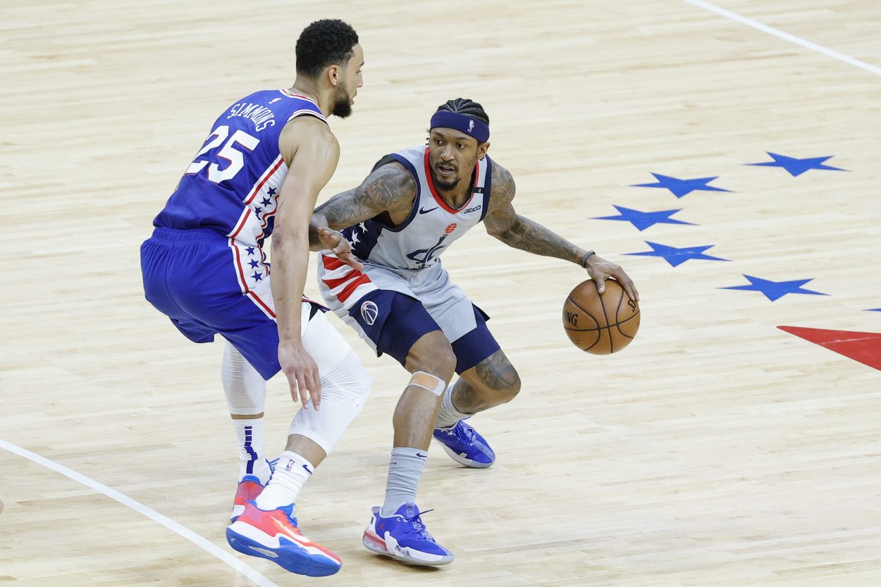 Washington Wizards star Bradley Beal dribbles during the NBA playoffs