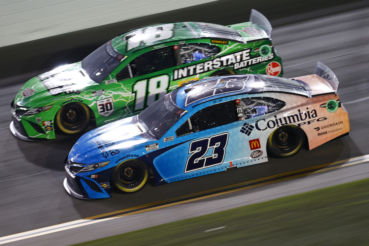 Bubba Wallace and Kyle Busch race at Daytona