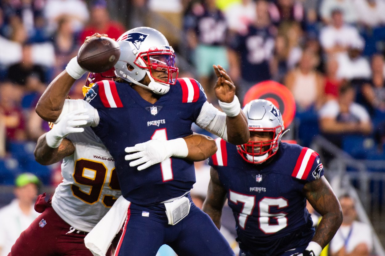 New England Patriots quarterback Cam Newton in 2021.
