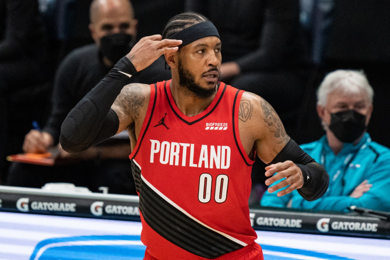 Portland Trail Blazers forward Carmelo Anthony in 2021.