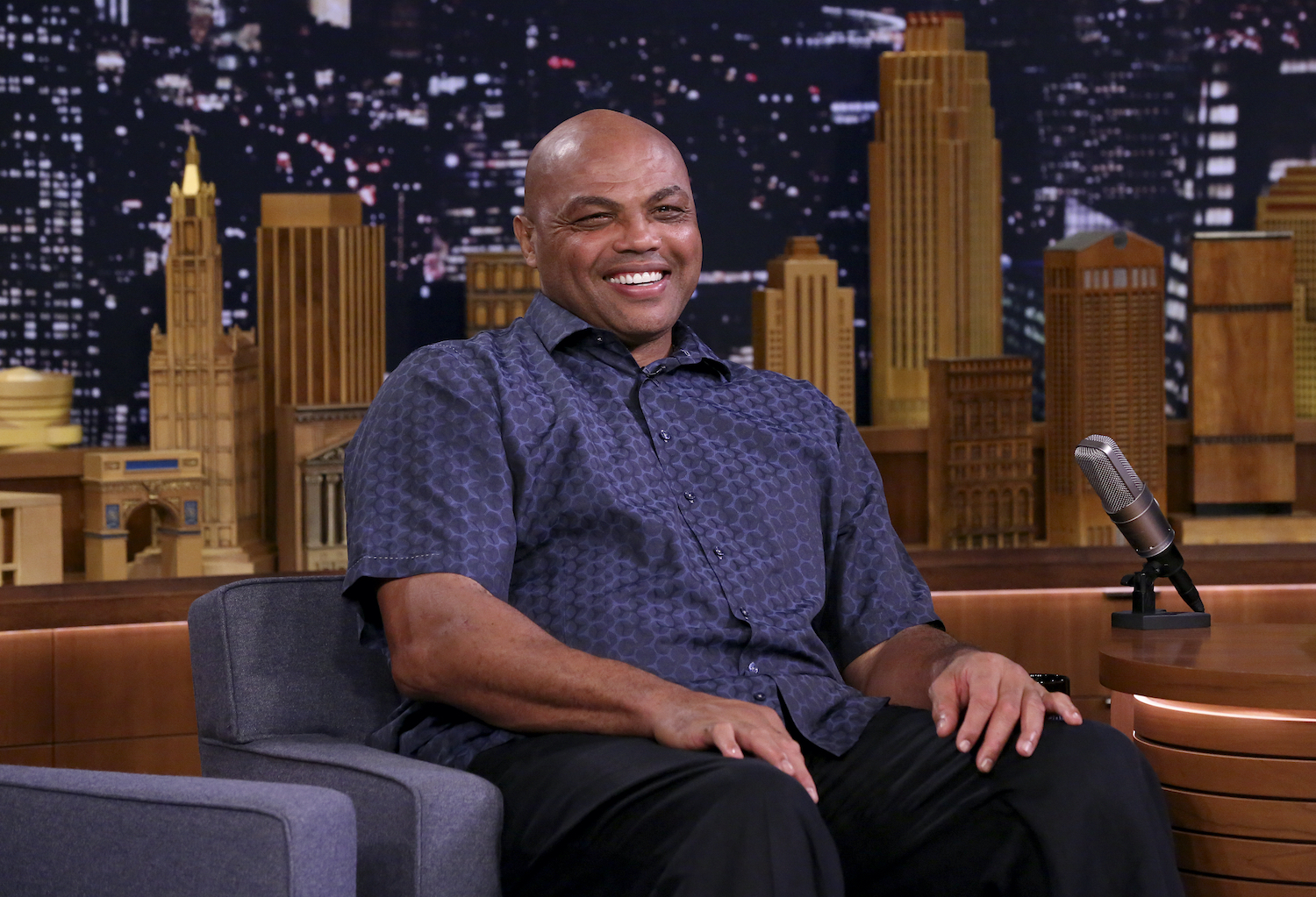 Former NBA player and current TNT broadcaster Charles Barkley during a TV interview.