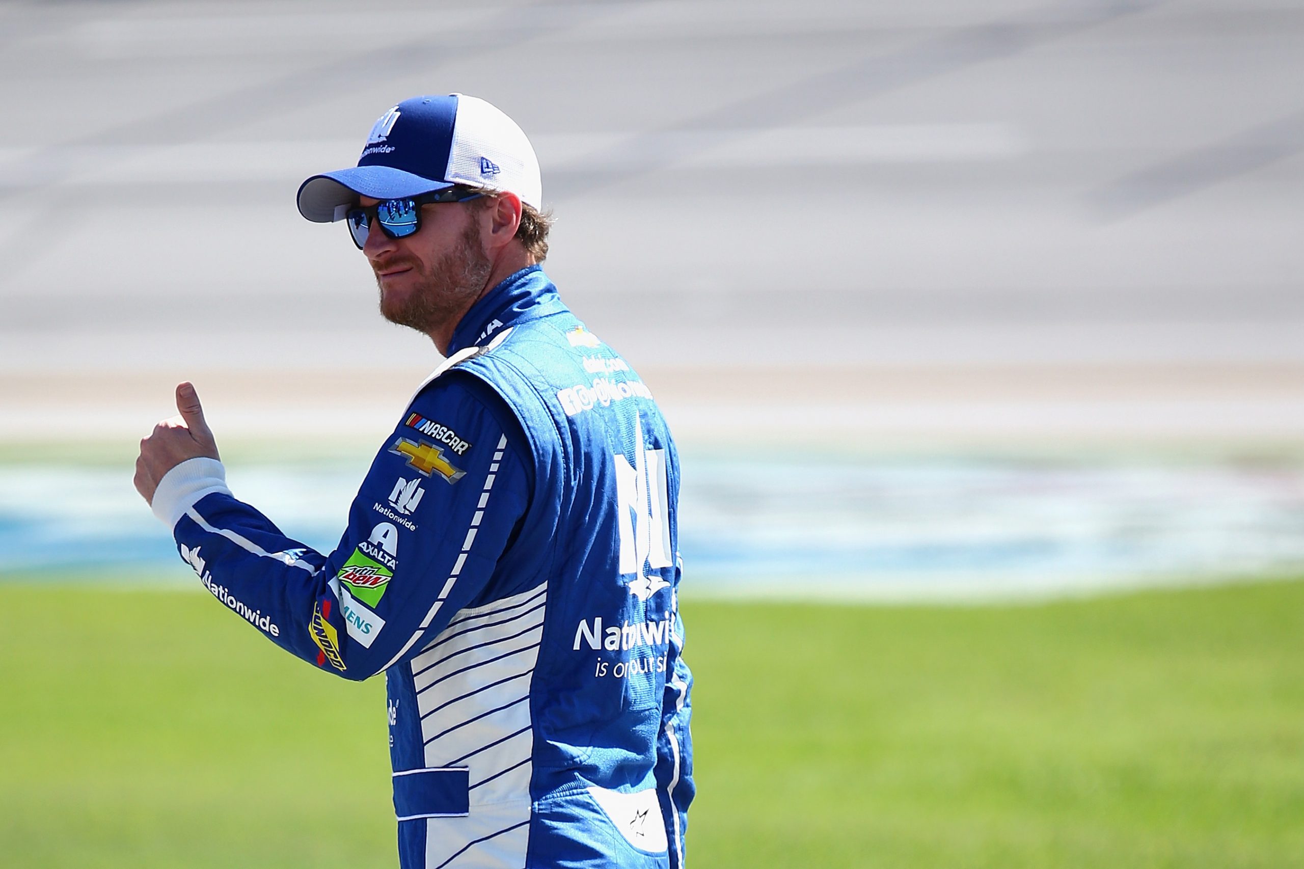 Dale Earnhardt Jr. gives the thumbs-up sign in 2017.