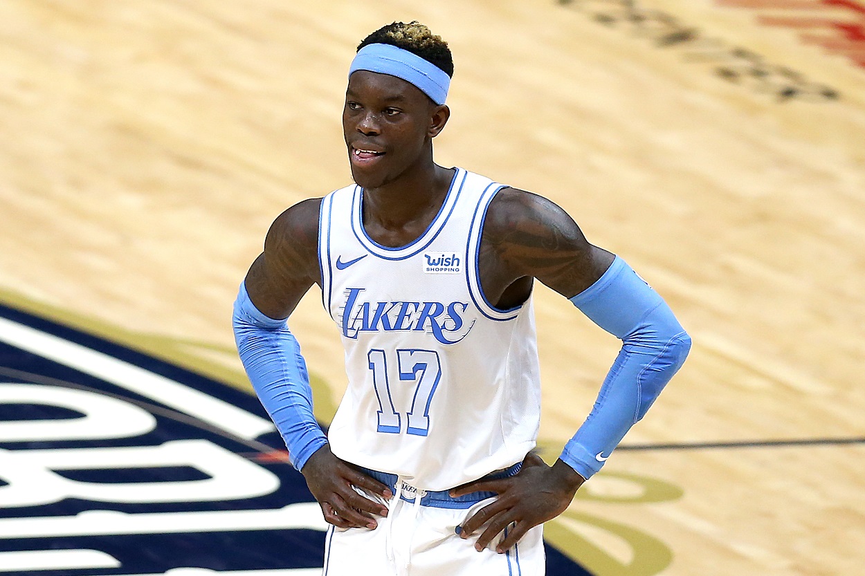 Dennis Schroder during a Lakers-Pelicans matchup in March 2021
