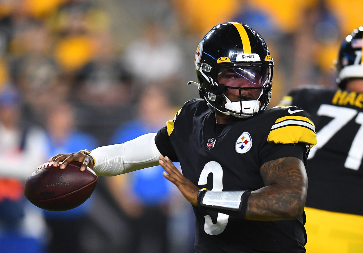 Former Ohio State and Washington Football Team quarterback Dwayne Haskins playing for the Steelers.