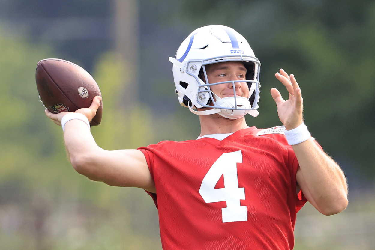 Indianapolis Colts rookie quarterback Sam Ehlinger during training camp in 2021.