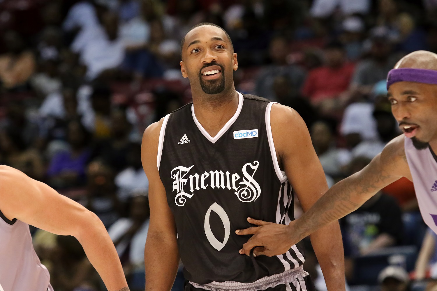 Gilbert Arenas of Enemies during the BIG3 game between Enemies and Ghost Ballers on July 6, 2019 in Birmingham, Alabama. | Michael Wade/Icon Sportswire via Getty Images