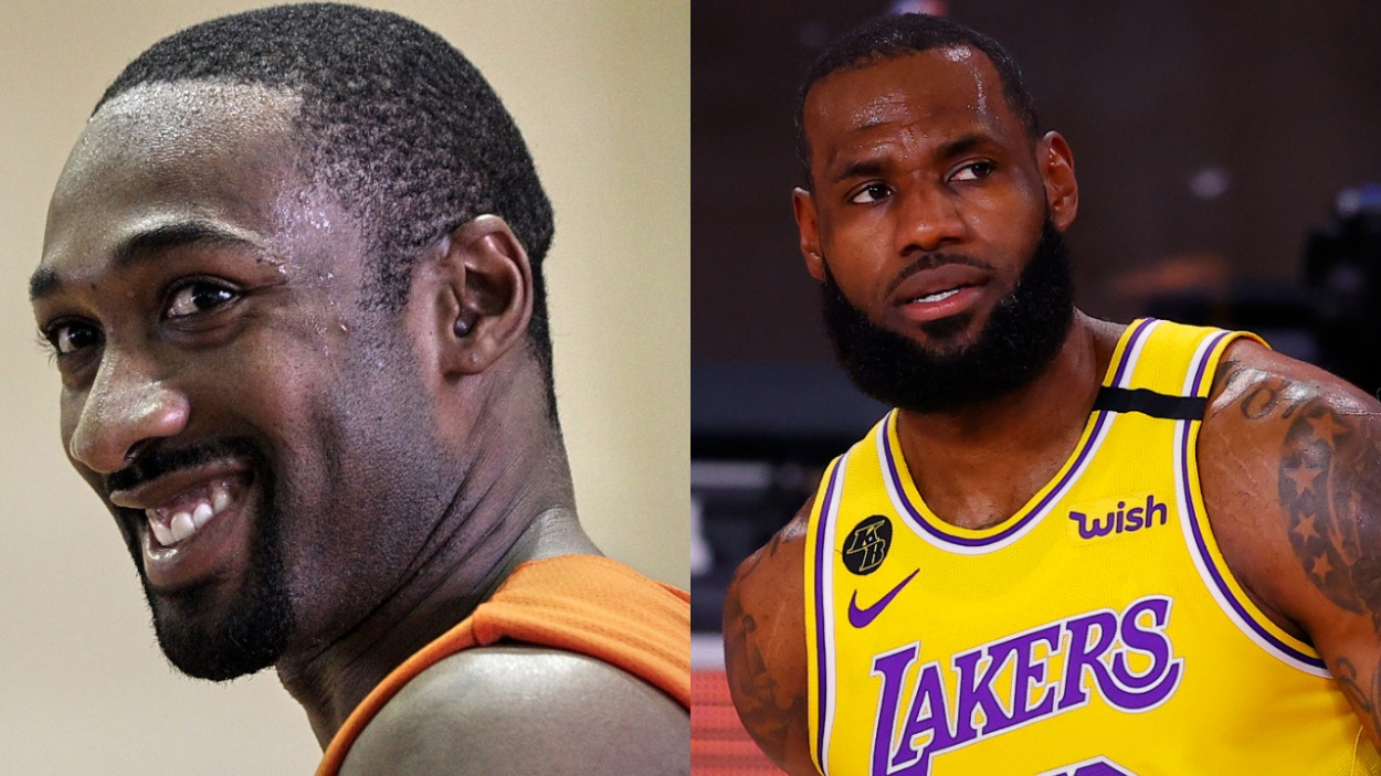 Former NBA star Gilbert Arenas, who recently made fun of the Lakers for adding older players around LeBron James through free agency.