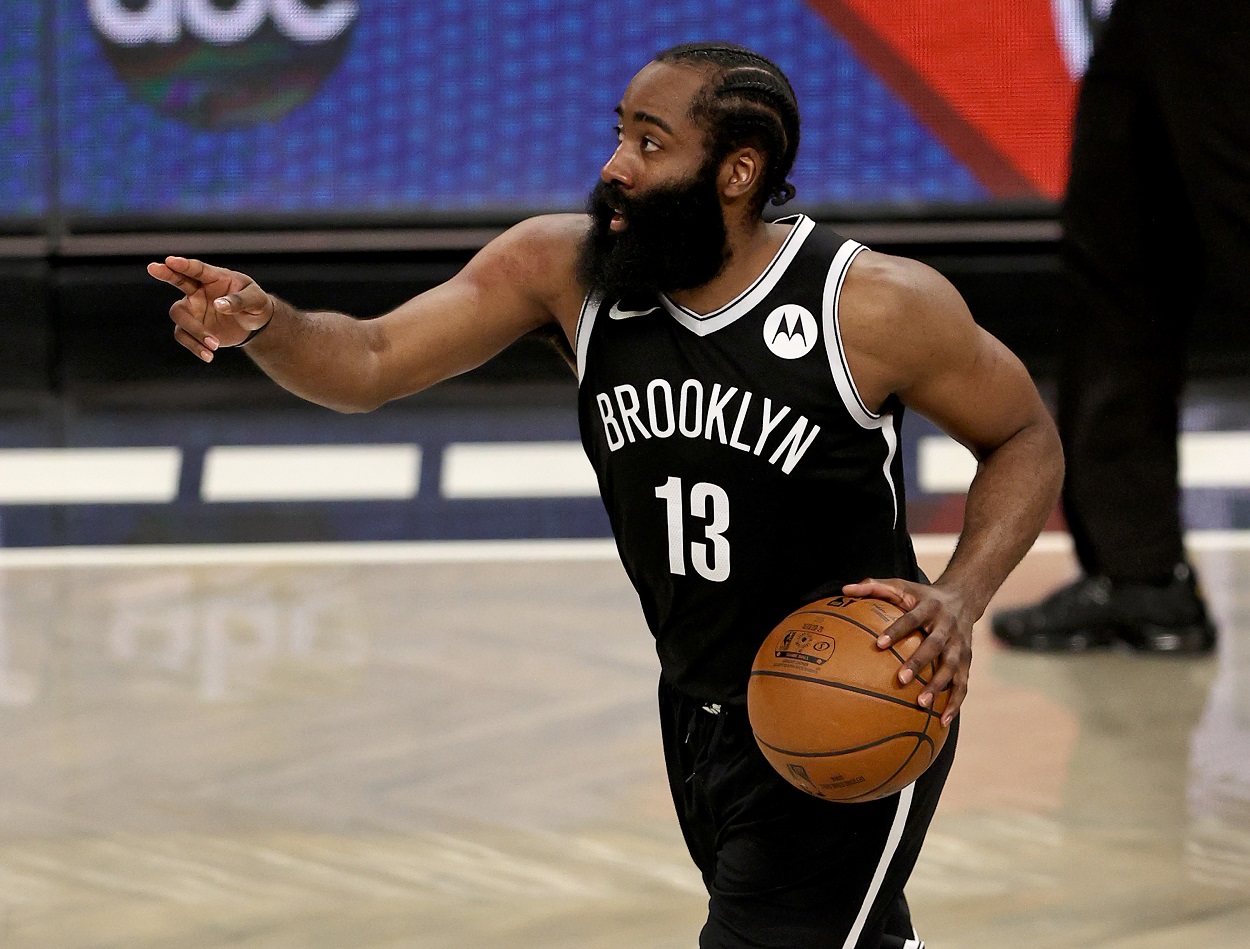 James Harden during Game 7 of the 2021 Eastern Conference semifinals between the Brooklyn Nets and Milwaukee Bucks