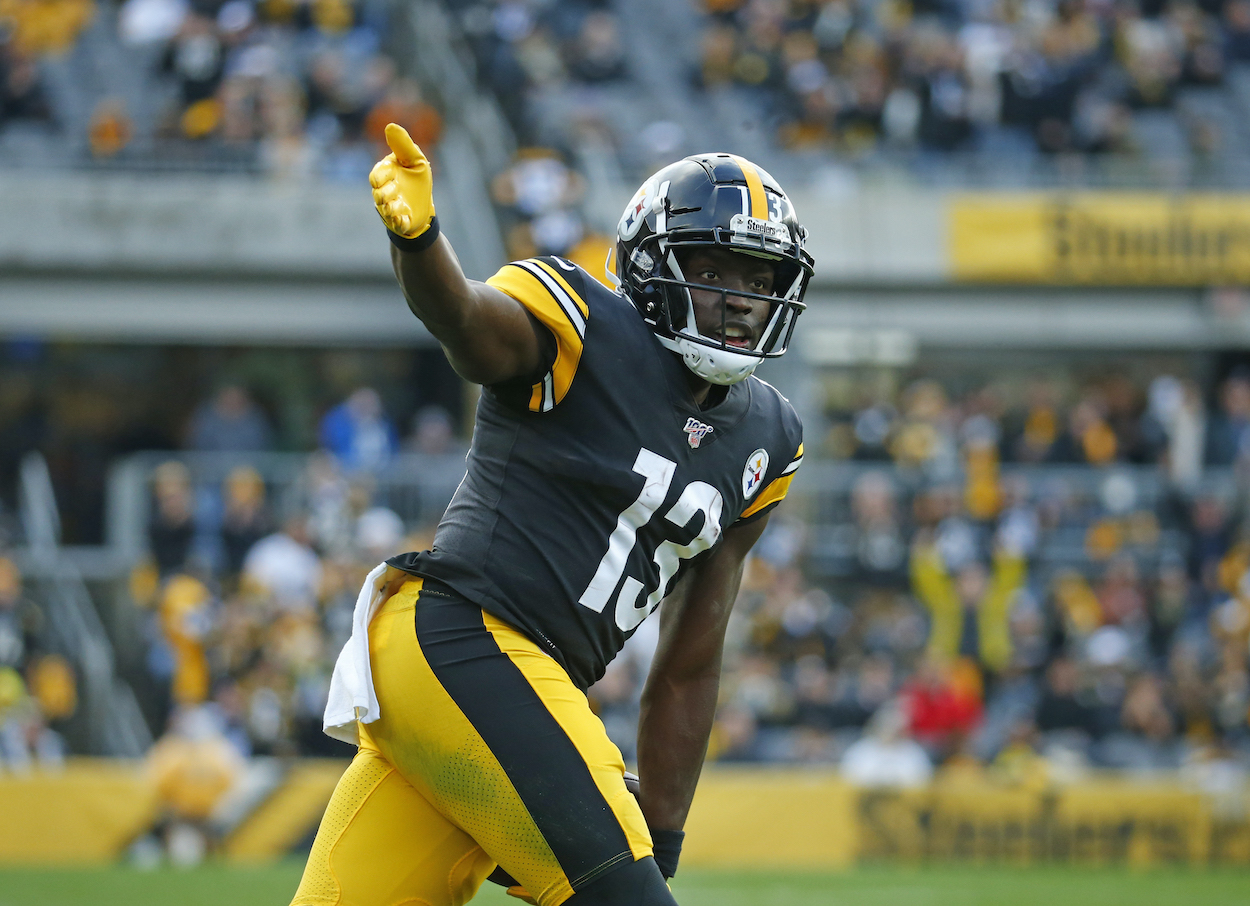 James Washington of the Pittsburgh Steelers in action on December 1, 2019 at Heinz Field in Pittsburgh, Pennsylvania.