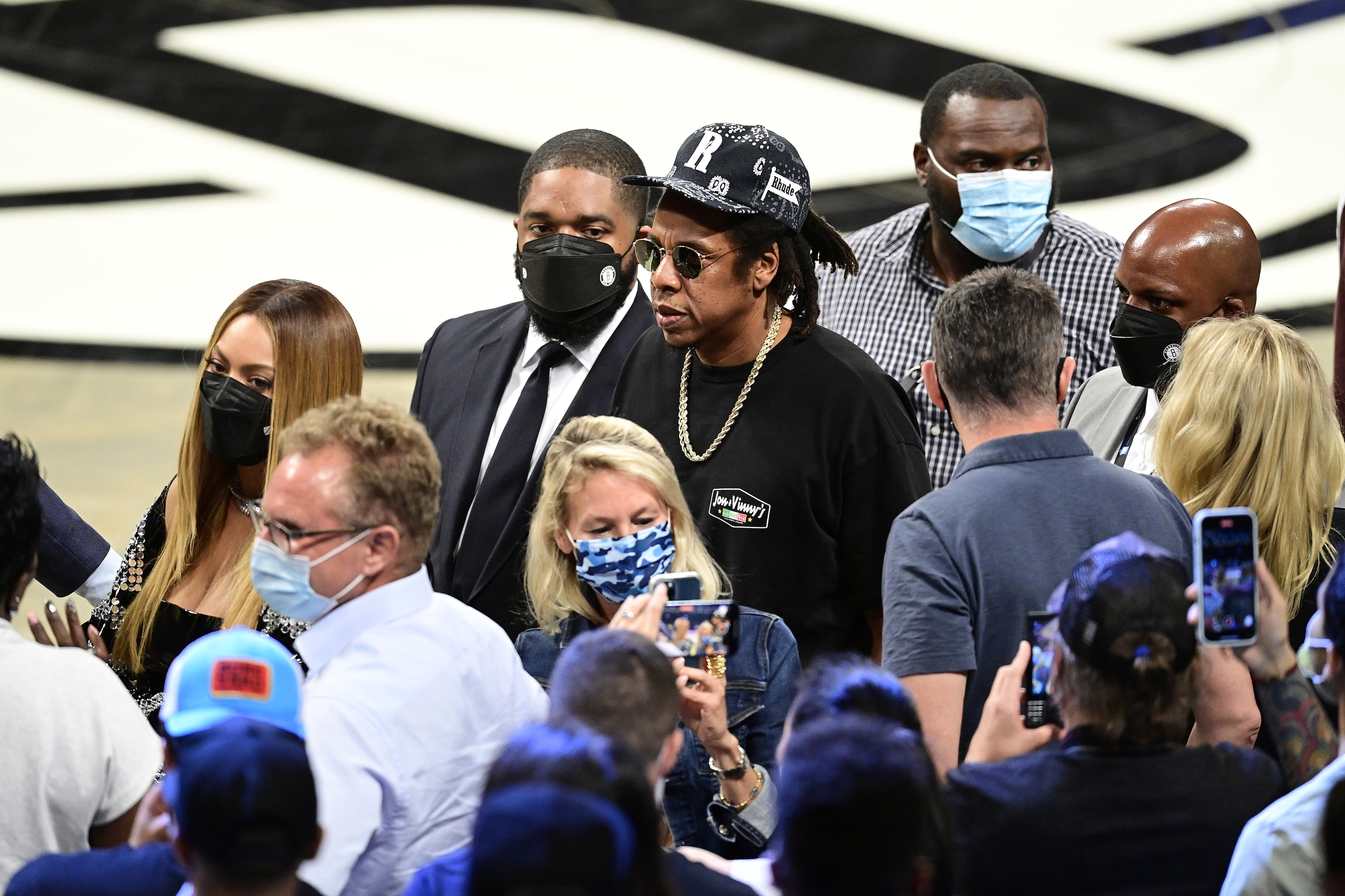 Jay-Z enters the Barclays Center ahead of a Nets-Bucks playoff game