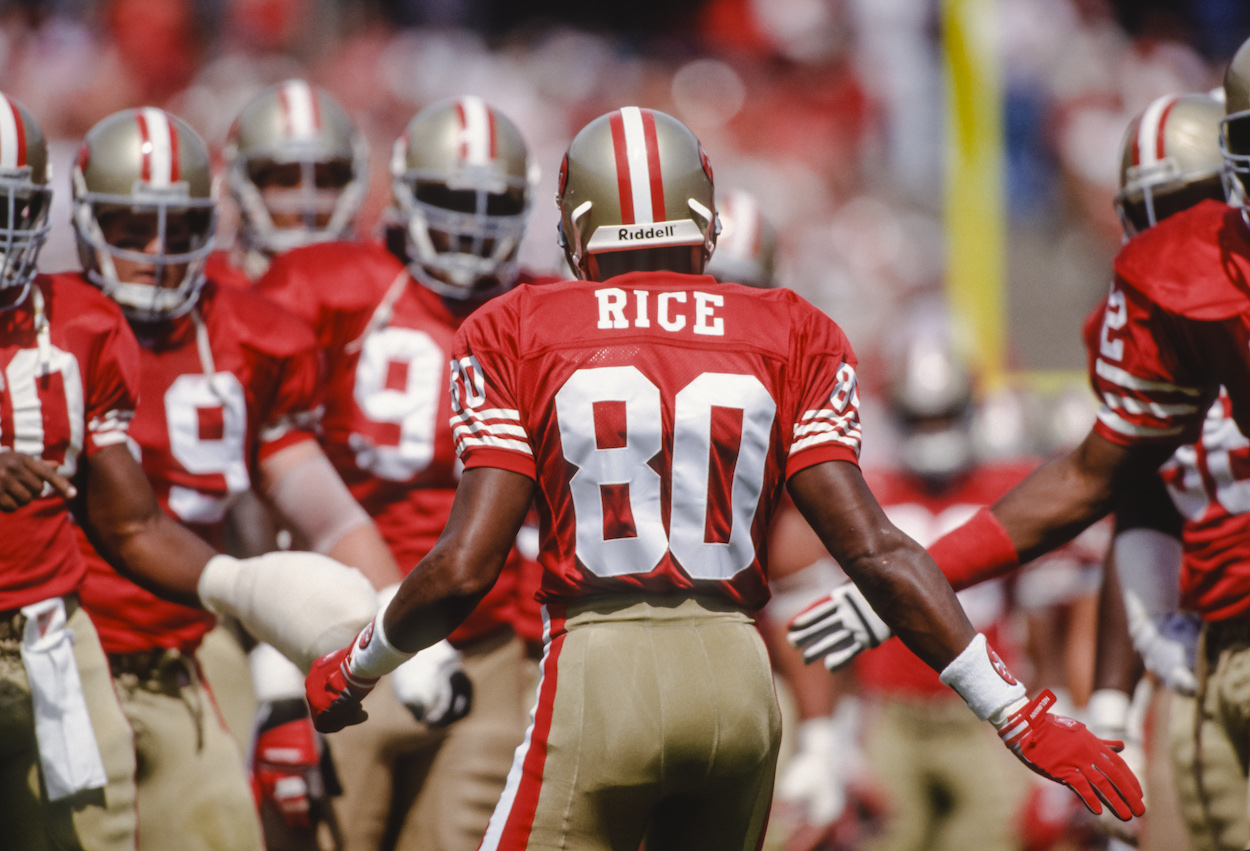 Jerry Rice playing for the San Francisco 49ers.