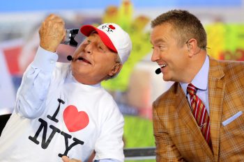 ESPN 'College GameDay' stars Lee Corso and Kirk Herbstreit.