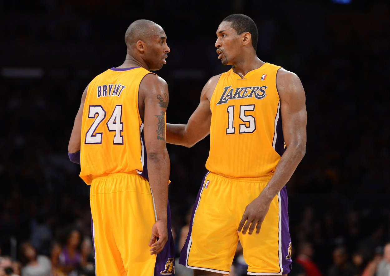 Former Lakers stars Kobe Bryant and Metta World Peace, who both had relentless work ethics.