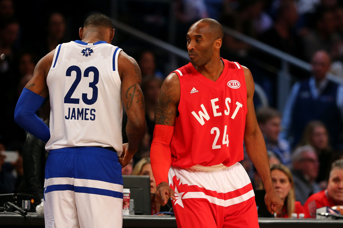 LeBron James and Kobe Bryant together at Bryant's last All-Star Game appearance in 2016