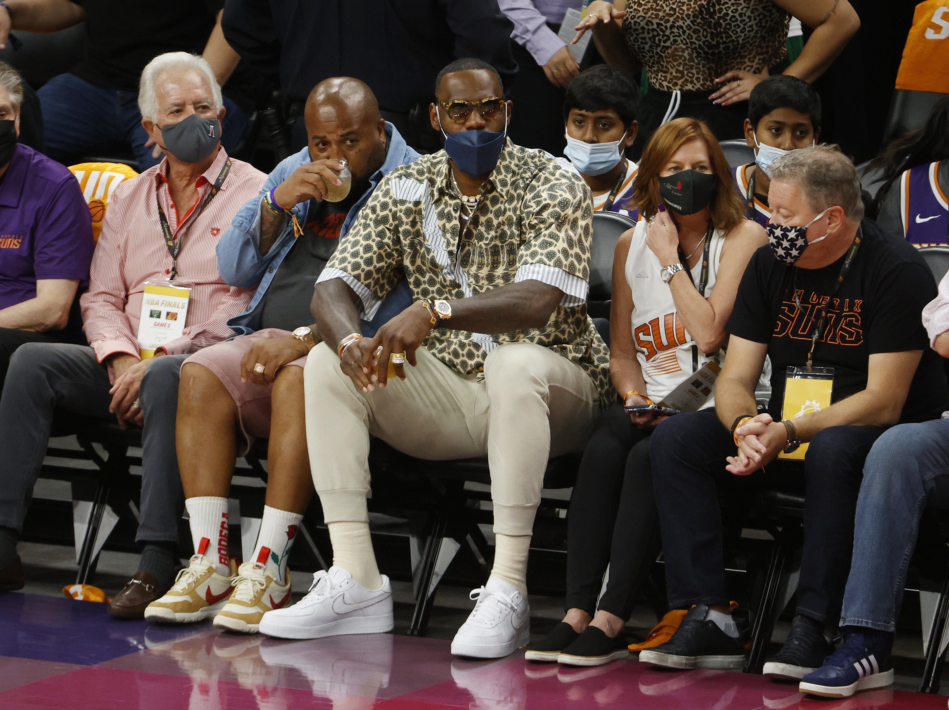 Lakers star LeBron James watches Game 5 of the 2021 NBA Finals