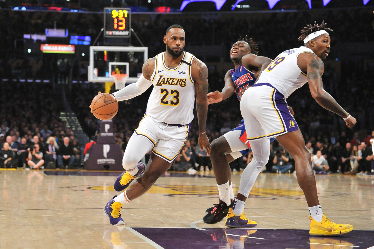 LeBron James and Dwight Howard on the Los Angeles Lakers in 2020.
